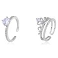 thumbnail image 1 of Crown Ring White Gold Zircon Engagement And Wedding Band With Open Design Fashion Jewelry For Her Lustre Shine, 1 of 3