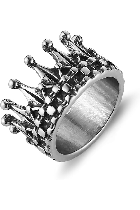 Crown Ring for Men Women Stainless Steel Retro Kingdom Royal Crown Rings Jewelry Gift