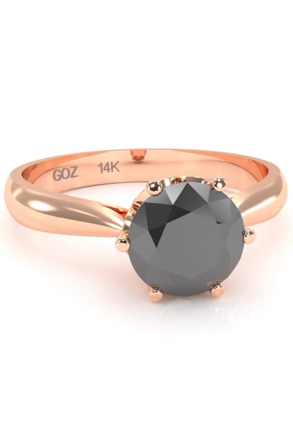 Crown Setting Black Onyx Engagement Ring In 14k Rose Gold