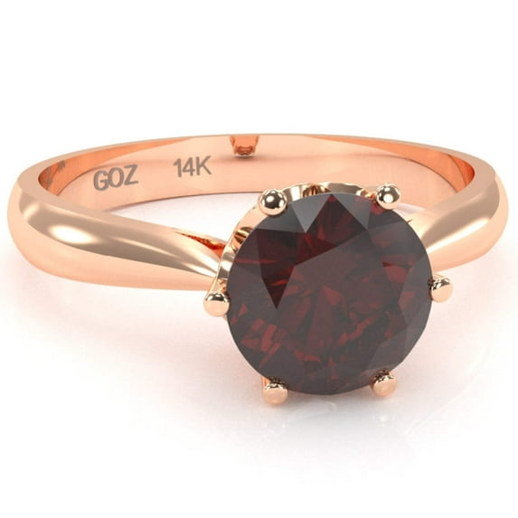 Crown Setting Garnet Engagement Ring In 14k Rose Gold