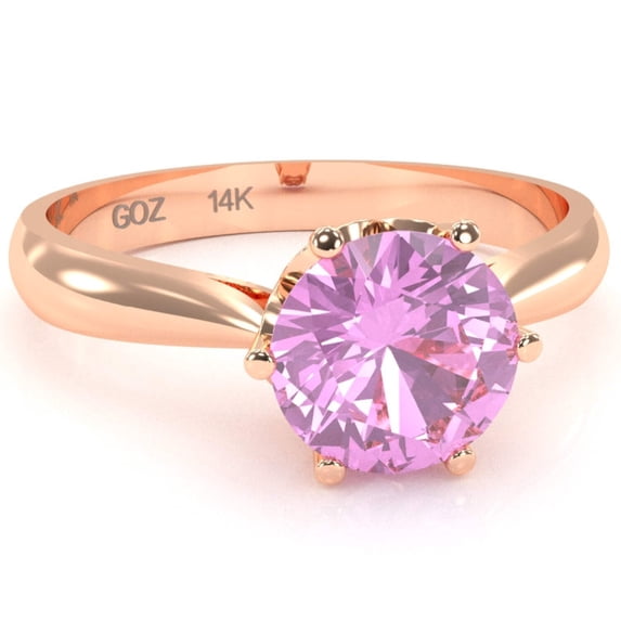 Crown Setting Lab-Created Pink Sapphire Engagement Ring In 14k Rose Gold