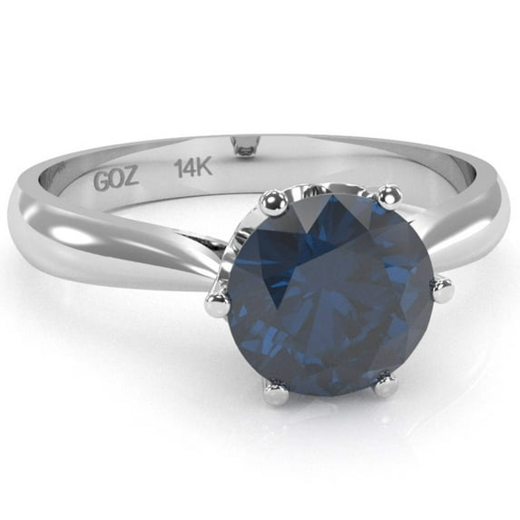 Crown Setting Lab-Created Sapphire Engagement Ring In 14k White Gold