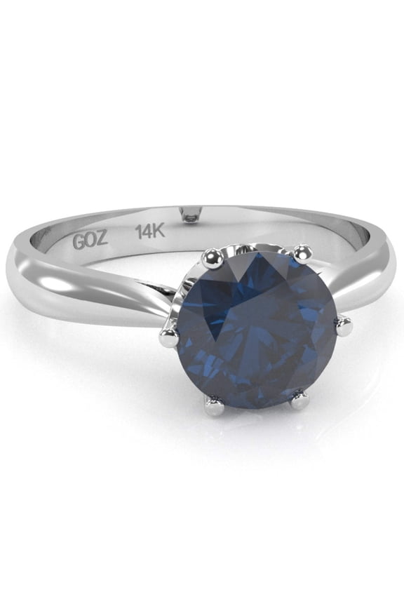 Crown Setting Lab-Created Sapphire Engagement Ring In 14k White Gold