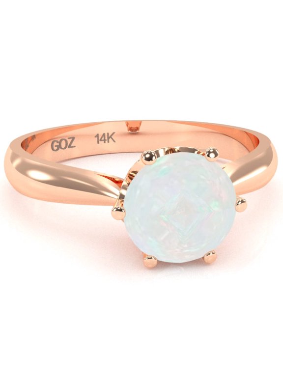 Crown Setting Opal Engagement Ring In 14k Rose Gold
