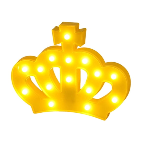 Crown Shaped LED Night Light, Battery Operated Princess Themed Wall Decor, Bedroom Light for Birthday Party Room Decor(Yellow)