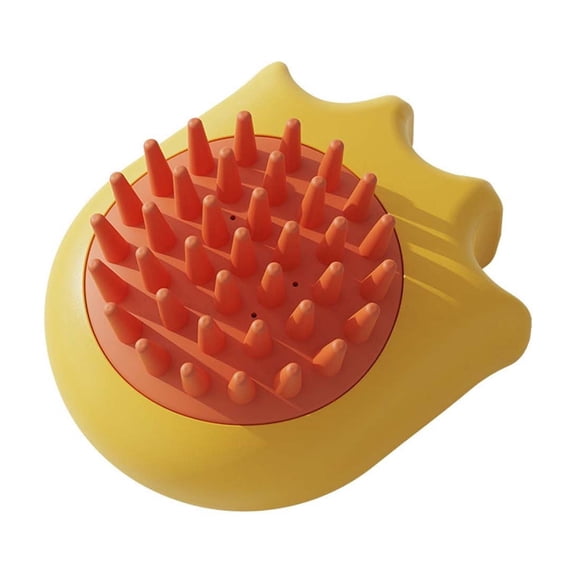 Crown Shaped Soft Silicone Pet Bath Massage Brush Ergonomic Handheld Non-Slip Design Gentle Deep Clean Foaming Grooming Scrub Comb for Dogs Cats Daily Shower & Skin Massage Care(Yellow-9x8cm)