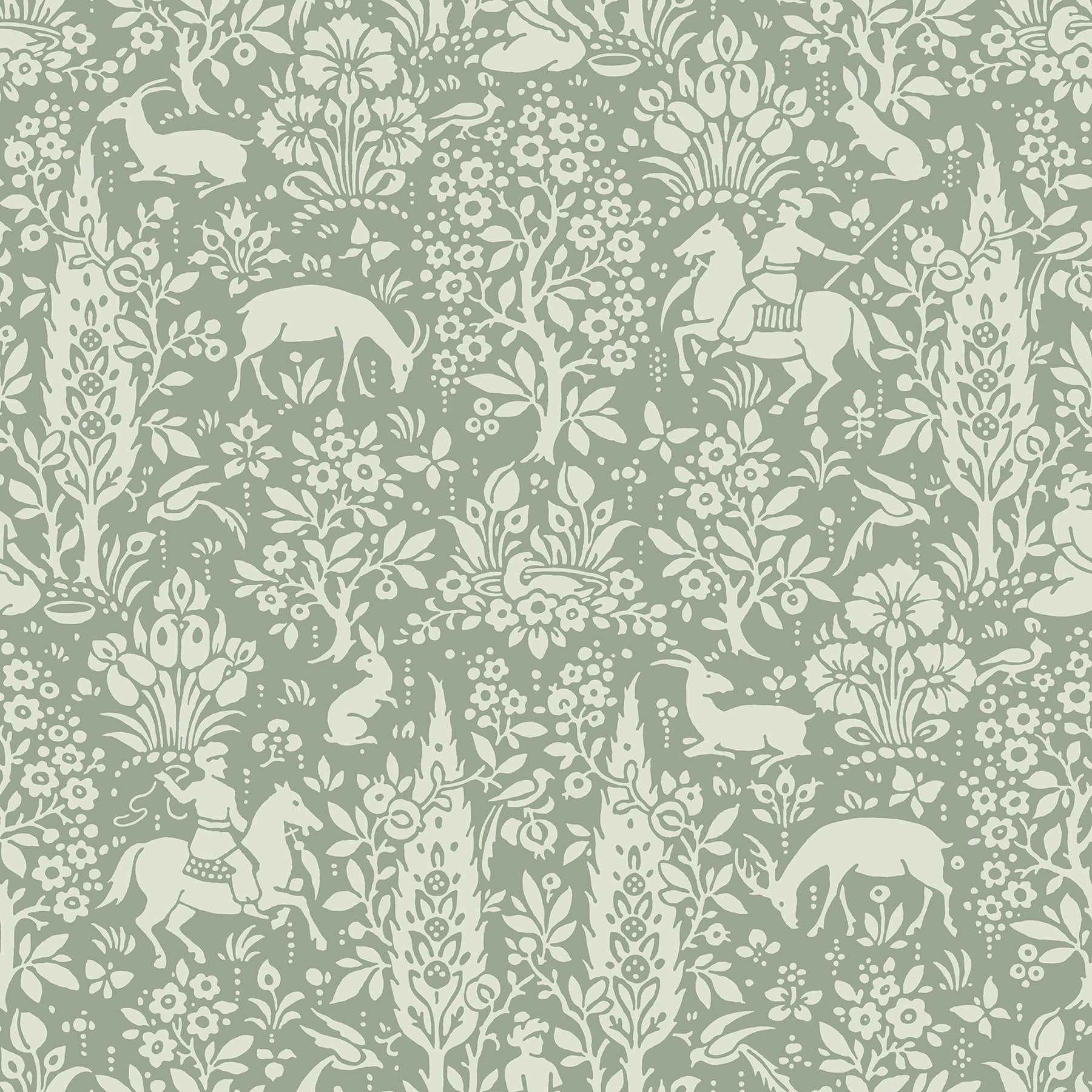 CROWN CANDY Crown Sherwood Sage Woodland Unpasted Paper Wallpaper, 20.5-in by 33-ft, 56.4 sq. ft.