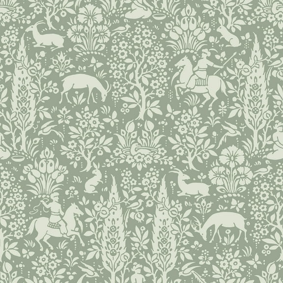 Crown Sherwood Sage Woodland Unpasted Paper Wallpaper, 20.5-in by 33-ft, 56.4 sq. ft.