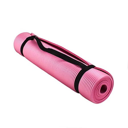 Crown Sporting Goods 3/8" (8mm) Studio Yoga Mat, Non-slip Ridges, Pink