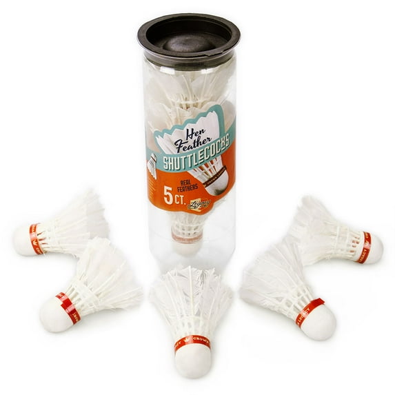 Crown Sporting Goods 5-Pack Hen Feather Shuttlecocks | Ten Premium, Genuine Birdies | Classic Hen Feather & Cork Outdoor Yard Game &Sports Accessory