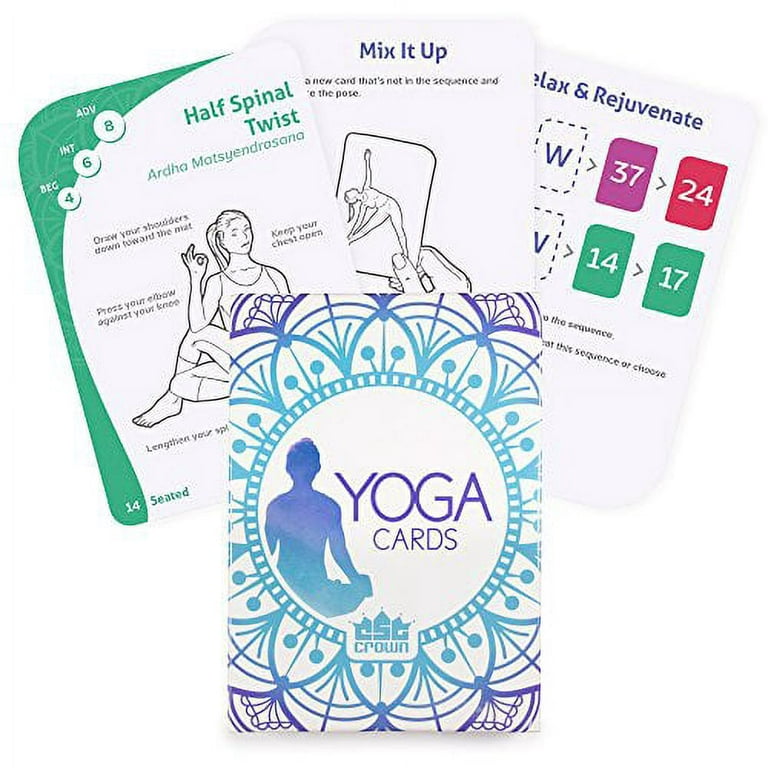 Crown Sporting Goods 63 Card Yoga Exercise Deck - 45 Poses