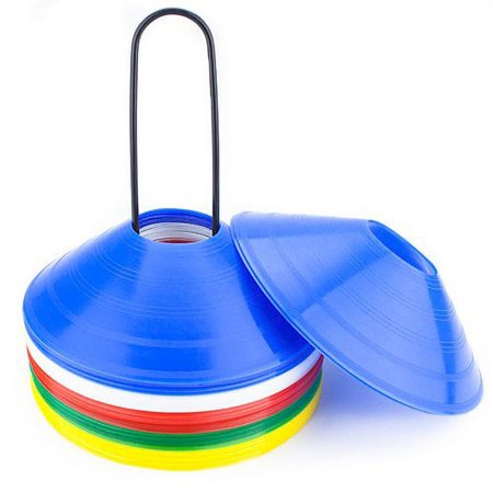 Crown Sporting Goods Colorful Disc Cones & Metal Transportation Caddy, 50-pack