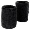 thumbnail image 1 of Crown Sporting Goods Cotton Terry Cloth Wrist Sweatbands, 2-pack Black, 1 of 2