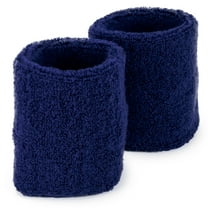 Crown Sporting Goods Cotton Terry Cloth Wrist Sweatbands, 2-pack Blue