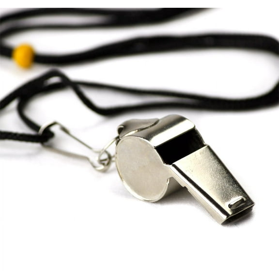 Crown Sporting Goods Stainless Steel Whistle with Lanyard  Great for Coaches, Referees, and Officials