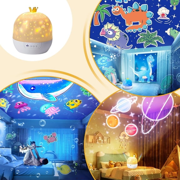 Crown Star Projector Night Light, 360° Rotating Galaxy Projection Lamp with 15 Film Slides, USB Powered Starry Sky Projector for Bedroom, Home Decor, Party