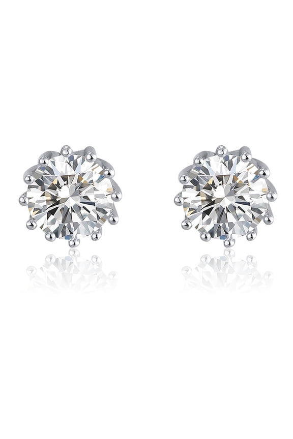 Crown Stud Earrings 8mm Round Cz Sterling Silver Womens by Ginger Lyne Collection