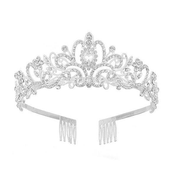 Crown Tiara for Women Girls Elegant Princess Crown with Combs Tiaras for Women Bridal Wedding Prom (Silver)