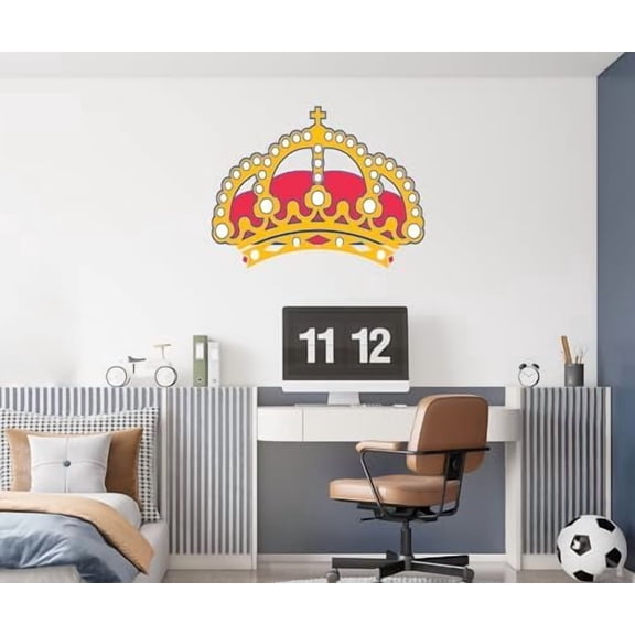 Crown Wall Decal - Crown Sticker Logo - Wall Decal for Home Bedroom Hall Decoration (Wide 30"x36" Height Inches)