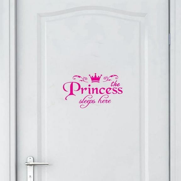 Crown Wall Decals Princess Sleep Here Wall Stickers Removable DIY Mural Art Words with Flower Quotes Vinyl Stickers for Kids Girls Bedroom Living Room Nursery Home Background Decoration