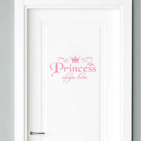 Crown Wall Decals Princess Sleep Here Wall Stickers Removable DIY Mural Art Words with Flower Quotes Vinyl Stickers for Kids Girls Bedroom Living Room Nursery Home Background Decoration