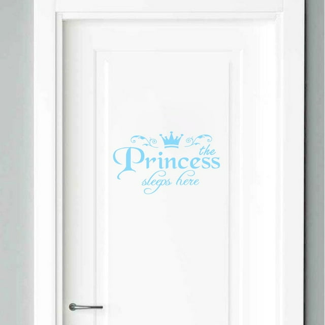 Crown Wall Decals Princess Sleep Here Wall Stickers Removable DIY Mural Art Words with Flower Quotes Vinyl Stickers for Kids Girls Bedroom Living Room Nursery Home Background Decoration