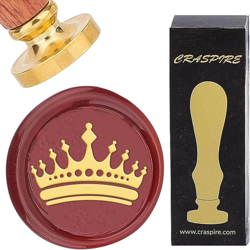 CRASPIRE Goat Wax Seal Stamp - 25mm Removable Brass Seal Head With Wood Handle For Envelopes, Invitations, Wedding & Bottle Decoration