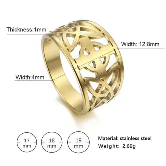 Crown Women's Ring Cross Knot Triquetra Stainless Steel Rings Jewelry