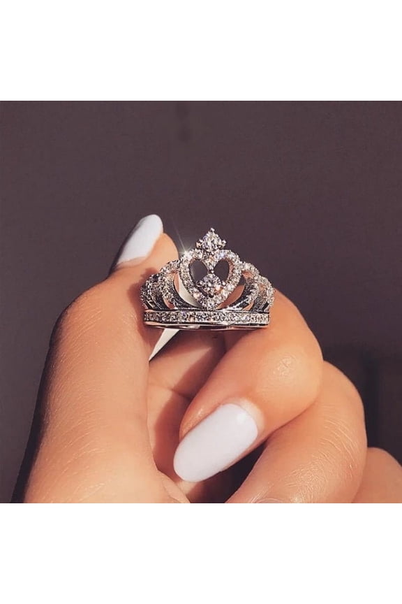 Crown Zircon Geometric Ring Gold Plated Elegant Jewelry