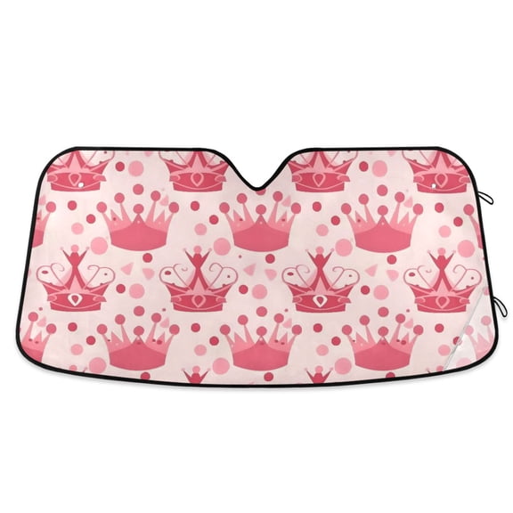 Crown and Dot Car Windshield Sun Shade Foldable Car Front Window Visor Heat and UV Protection 53x23.5