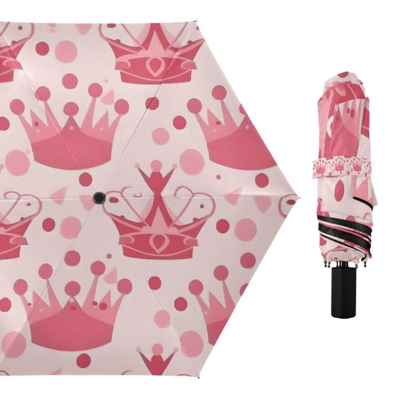 Crown and Dot Compact Sun Umbrella Windproof Travel Umbrellas for Rain Strong Portable UV Protection