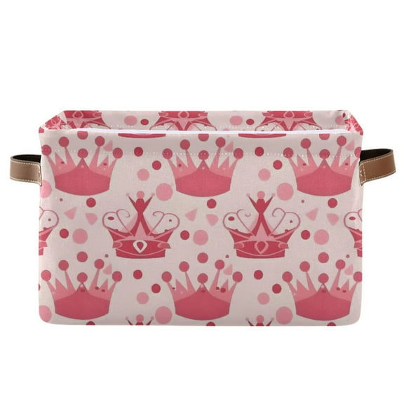Crown and Dot Storage Bins with Handle Fabric Organizer Basket Foldable Box 1 Pack 14.2x10.2x8.3