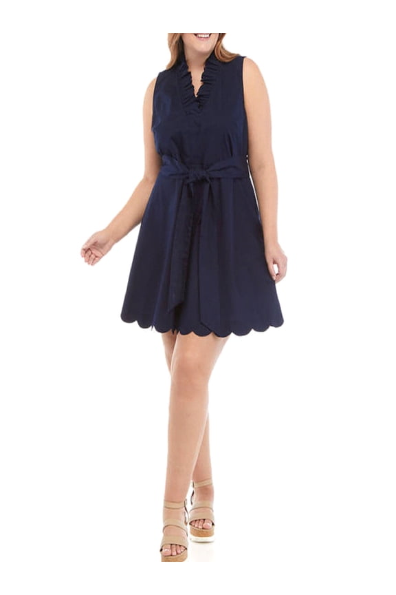 Sleeveless Ruffled V-Neck Dress (Medium)
