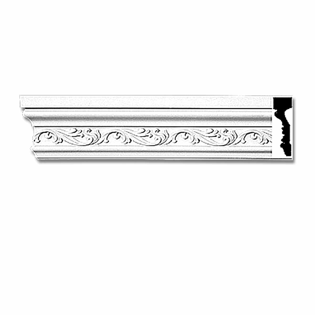 Primed White Ornate Urethane Crown Moulding 94" Length