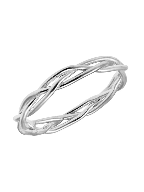 Crown of Thorn Weave Wire Braid Sterling Silver Band Ring