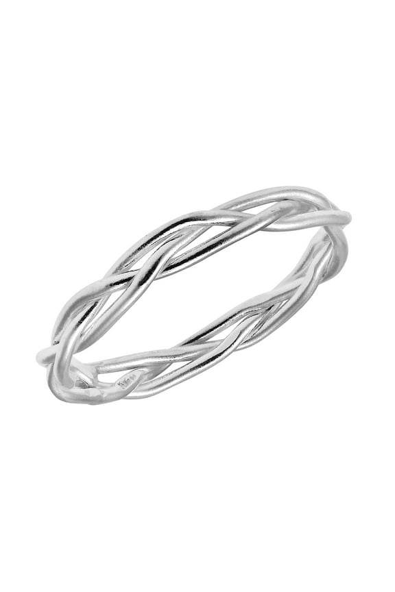 Crown of Thorn Weave Wire Braid Sterling Silver Band Ring
