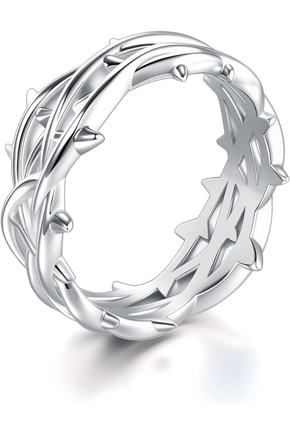 Crown of Thorns Ring 925 Sterling Silver Jesus Thorn Ring Size 8-13 for Men Women Silver