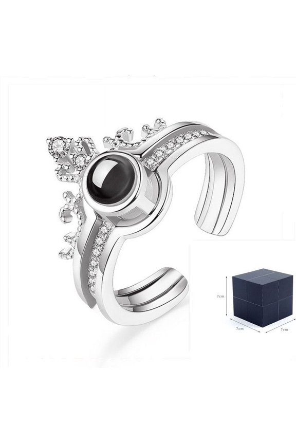 Womens Crown Ring European Inlay Plated Copper Ring with Gemstones Semi Precious Stone Inlay Adding a Touch of Royalty to Your Look Perfect Gift for Her