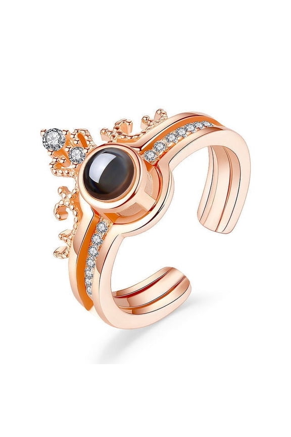 Womens Crown Ring European Inlay Plated Copper Ring with Gemstones Semi Precious Stone Inlay Adding a Touch of Royalty to Your Look Perfect Gift for Her
