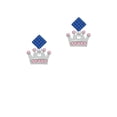 thumbnail image 1 of Crown with Light Pink Crystals Blue Crystal Diamond-Shape Earrings, 1 of 1