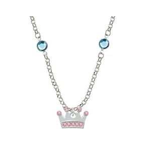 Crown with Light Pink Crystals Hot Blue Crystal Fiona Necklace