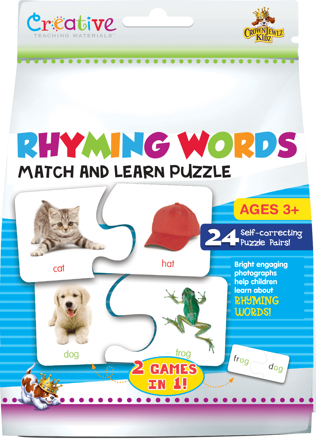 CrownJewlz Rhyming Words Match &amp; Learn Puzzle : 24 Double-sided 