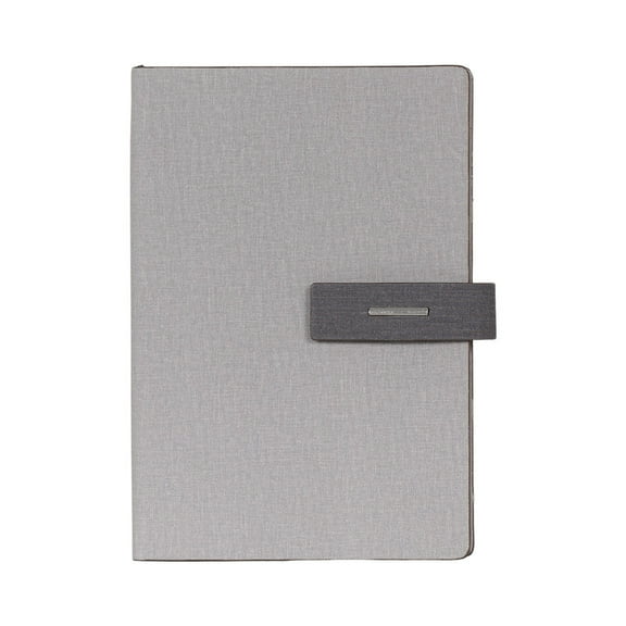 CrownLit A5 Grey Hardbound Diary with Lock, Pen Holder, Month Planner, Metal Bookmark, 21 x 15 cm