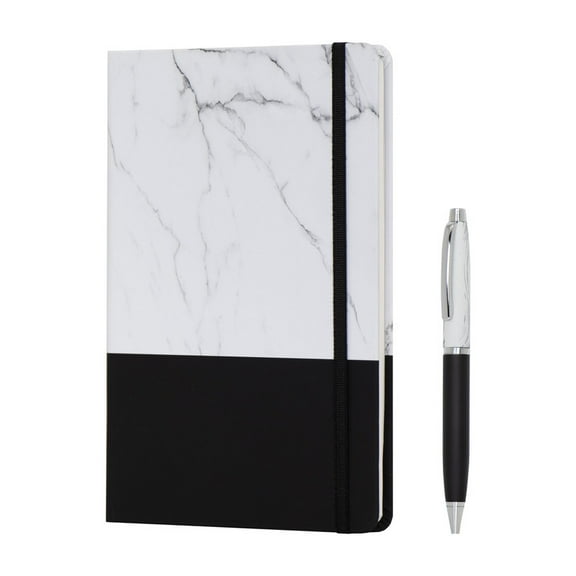CrownLit A5 Size Marble Pattern Notebook Diary Set, Metal Pen, Gift Box, Elastic Strap, Assorted (as per selection) (Purple)