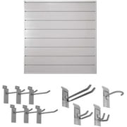 CrownWall 6" Starter Bundle (4x4 ft) with 10-Piece Locking Hook Kit, Slatwall Panels (Dove Grey)