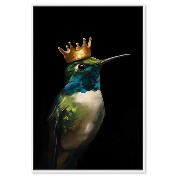Crowned Azure Bird II Canvas Bird Wall Art by Art Remedy, White Frame, 10 x 15