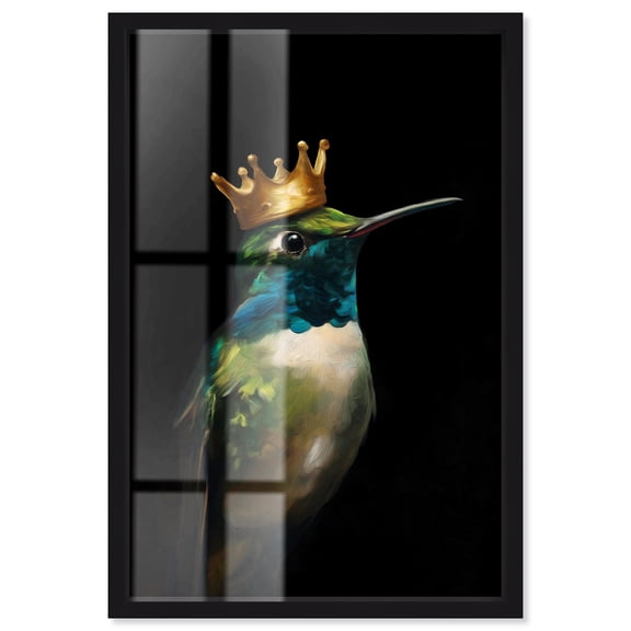 Crowned Azure Bird II Shadowbox Print Bird Wall Art by Art Remedy, Black Frame, 30 x 45