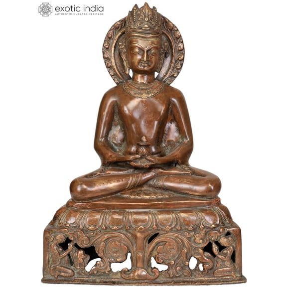 13" Crowned Buddha (Tibetan Buddhist Deity) In Brass | Handmade | Made In India