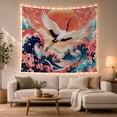 thumbnail image 1 of Crowned Crane Flight with Wings Fully Extended Predominantly, Mystical Fantasy for Space Lovers, Galaxy Room Decor, Mother'S Day Gift, Tapestry Wall Hanging for Bedroom and Dorm, 1 of 7