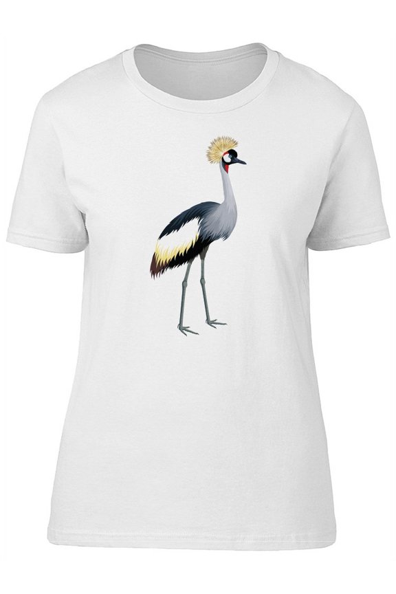 Crowned Crane Illustration T-Shirt Women -Image by Shutterstock, Female Medium